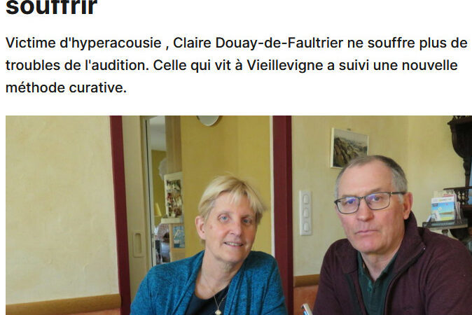 témoignage guérison hyperacousie thérapie oreblue, madame claire douay de faultrier, journal l'hebdo sèvre et maine
