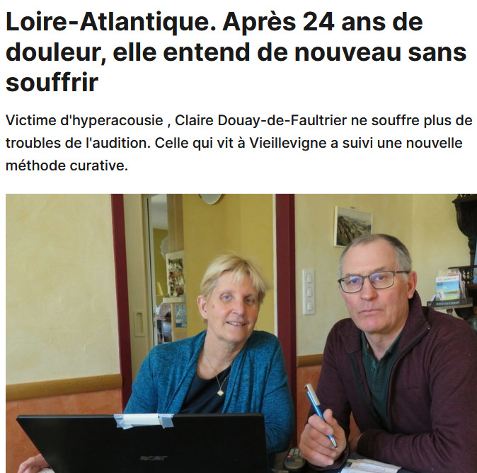 témoignage guérison hyperacousie thérapie oreblue, madame claire douay de faultrier, journal l'hebdo sèvre et maine